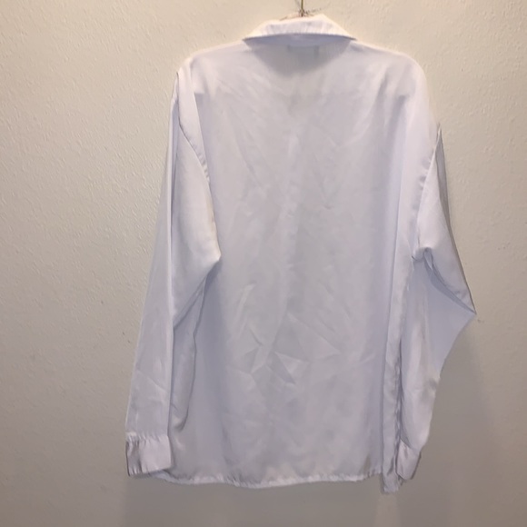Saxifan white micro fibre logo print formal long sleeve button Down shirt - Picture 7 of 8